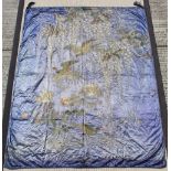 Property of a lady - a late 19th / early 20th century embroidered silk coverlet or wall hanging
