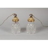 Property of a gentleman - a pair of ormolu or gilt brass & cut glass ceiling lights, each 7.