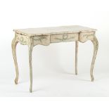 Property of a deceased estate - a painted serpentine sided side table, with three frieze drawers & a