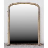 Property of a deceased estate - a large Victorian gilt arched framed overmantel mirror, 74.75ins. (