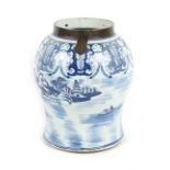 Property of a lady - a large Chinese blue & white porcelain baluster temple jar, 17th / 18th