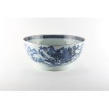 Property of a lady - a large Chinese blue & white punch bowl, Qianlong period (1736-1795), painted