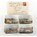 Property of a lady - a set of four 19th century Chinese paintings on pith paper laid on silk