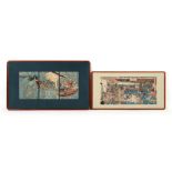 Property of a gentleman - two Japanese woodblock triptyches, oban, in glazed frames (2).