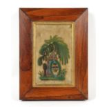 Property of a gentleman - a 19th century bead work picture depicting a palm tree & flowers on a
