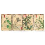 A collection of Japanese woodblock prints - Bairei Kono (1844-1895) - from Bairei's album of Flowers