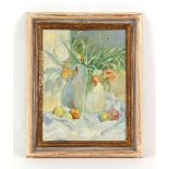 Property of a deceased estate - AA (late 20th century) - STILL LIFE OF TULIPS IN A VASE AND APPLES -