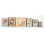 Property of a gentleman - six assorted framed & glazed Japanese woodblock prints, etc. (6).