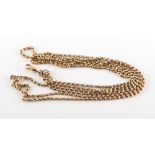 A 9ct gold watch chain, approximately 27.9 grams.