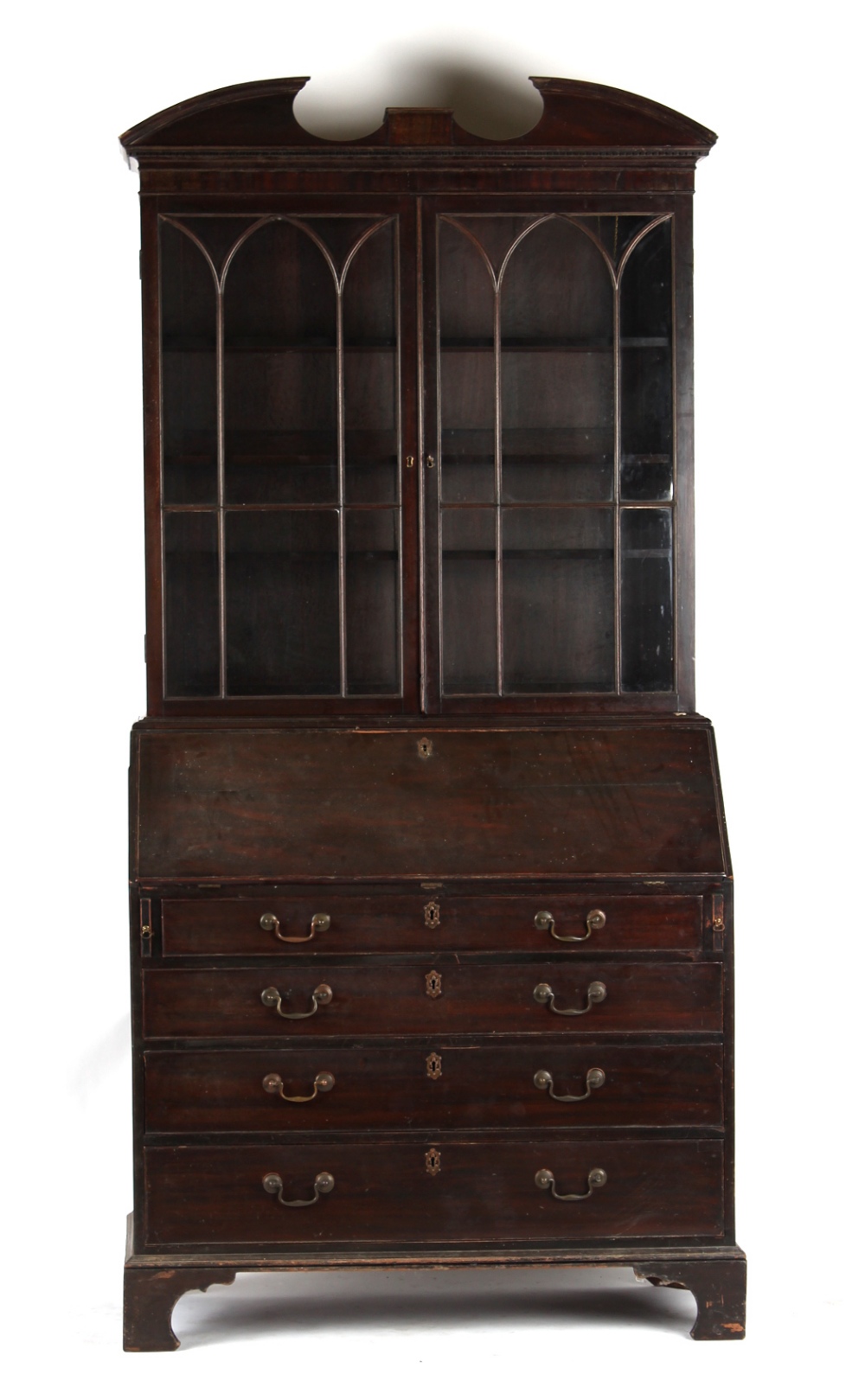 A George III mahogany bureau bookcase, 45.7ins. (116cms.) wide (overall). - Image 2 of 2