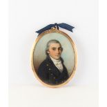 Thomas Hazlehurst (c.1740-c.1821) - A PORTRAIT OF A GENTLEMAN - portrait miniature on ivory, 7.1