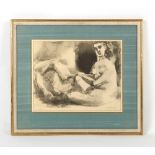 After Pablo Picasso - 'HOMME COUCHE ET FEMME ASSISE' from the series 'La Flute Double' - print,