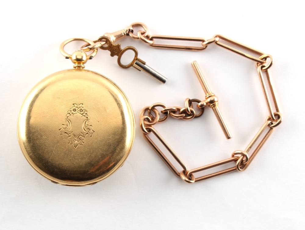 An 18ct gold cased pocket watch, the fusee movement marked for Frederick Thompson, Liverpool, on - Image 2 of 3