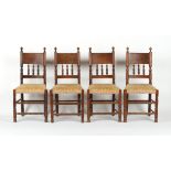 A set of four oak side chairs with spindle backs, probably North European (4).