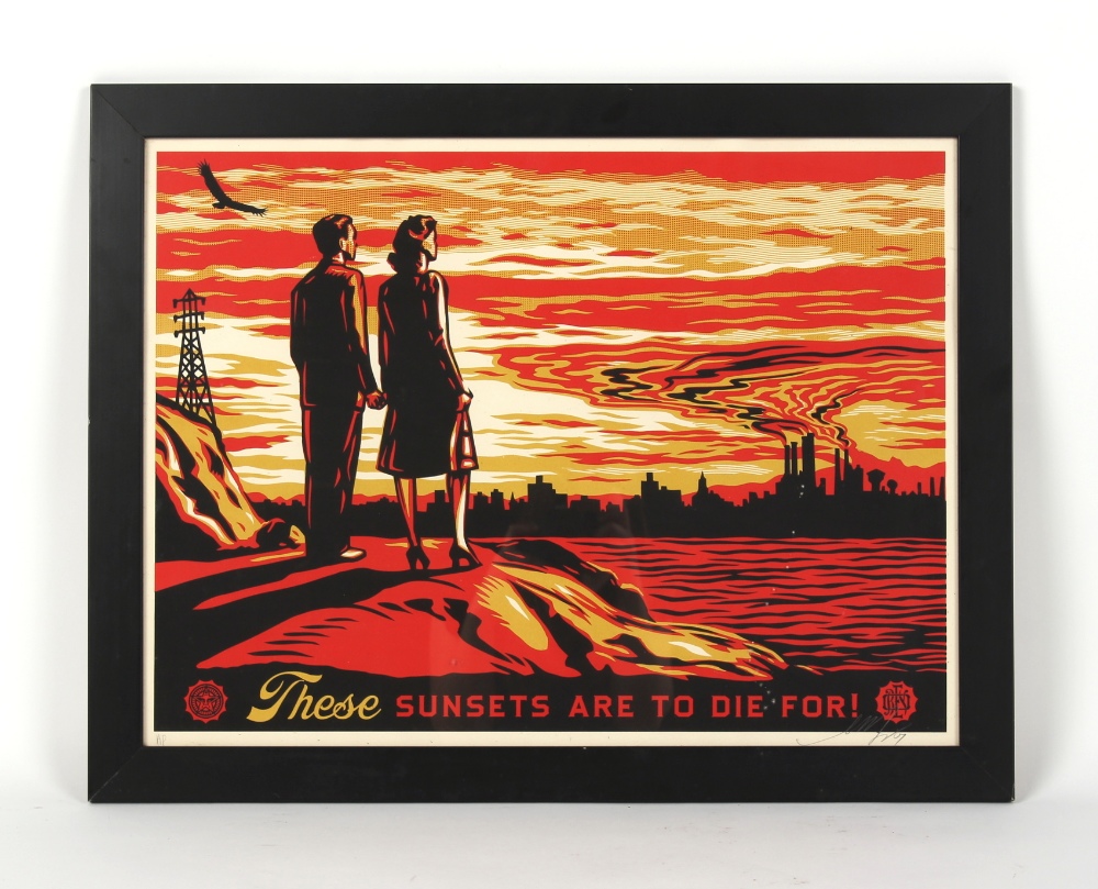 Shepard Fairey (American, b.1970), also known as Obey - 'THESE SUNSETS ARE TO DIE FOR!' - artist's