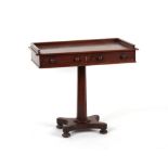 A Victorian mahogany pedestal side table, with low 3/4 gallery above two drawers (one short