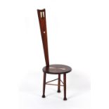 A padouk ebony ivory & specimen parquetry inlaid spinning stool.
