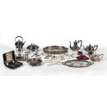 A quantity of silver plated items including cased grape scissors and an Art Deco Cunard White Star