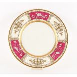 Minton for Tiffany & Co., New York - a pate sur pate plate, by Stanley Adams (active 1929-1980), one