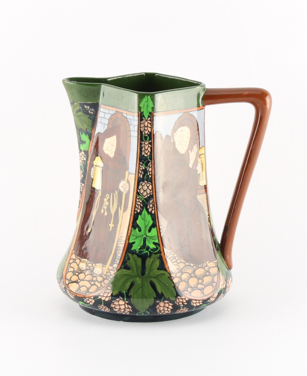 A Wileman & Co. Foley Intarsio ewer designed by Frederick Rhead, pattern no. 3154, decorated with