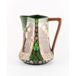 A Wileman & Co. Foley Intarsio ewer designed by Frederick Rhead, pattern no. 3154, decorated with