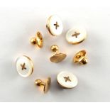 A pair of 18ct gold studs, approximately 3.5 grams; together with a pair of 9ct gold studs,
