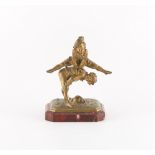 Alfred Barye (French, 1839-1882) - 'Sonte Mouton' (Leap Frog) - bronze, signed 'BARYE Fils', on
