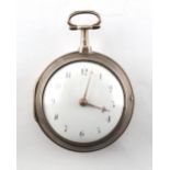 A George III silver pair cased pocket watch, Robert Bridges, London, with verge escapement, the