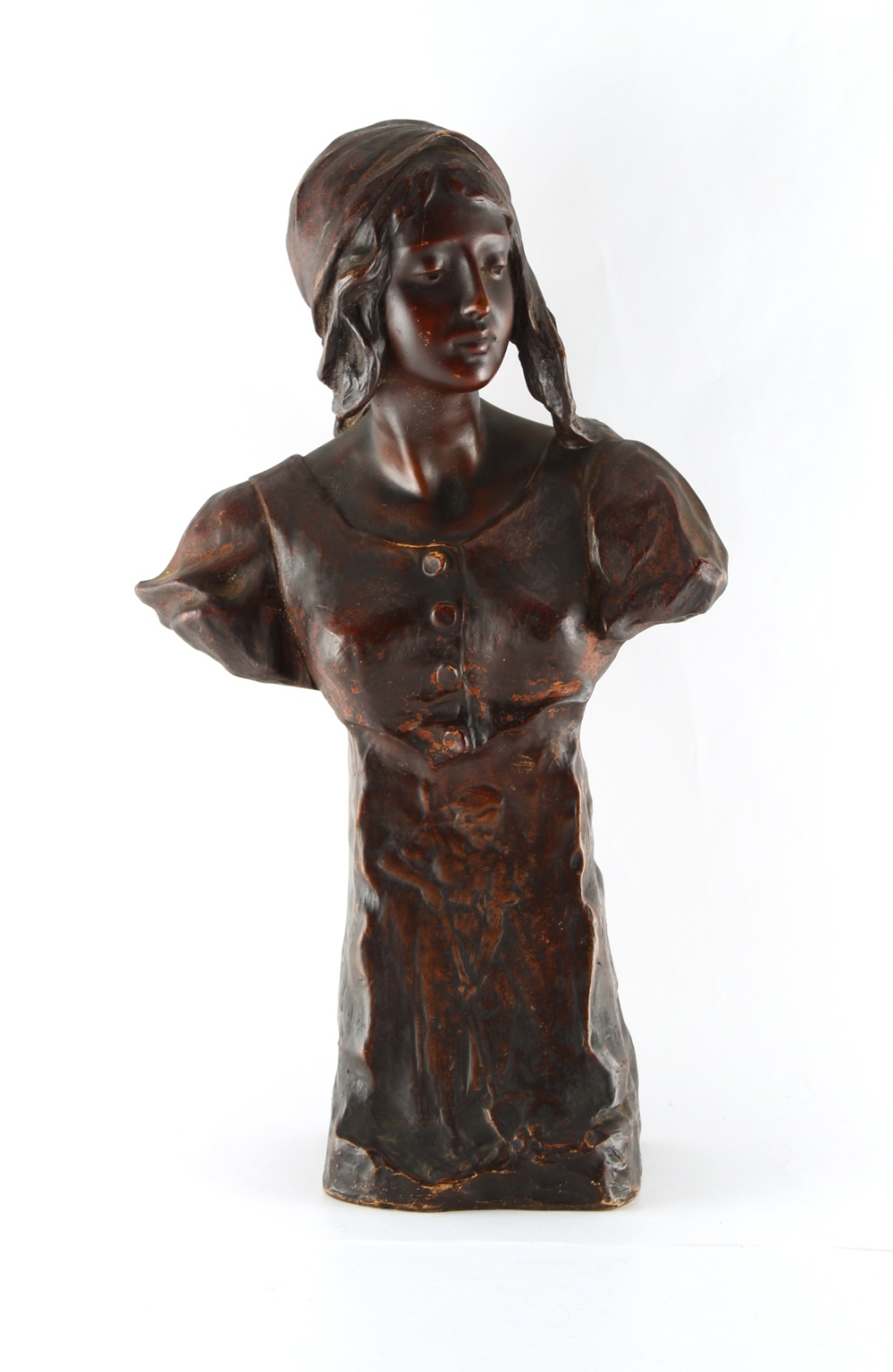 Emmanuel Joseph Simon (1873-1932) - an Art Nouveau Goldscheider 'bronzed' terracotta bust of a