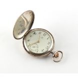 An Omega 800 grade silver hunter cased pocket watch (appears to be working but no guarantees are