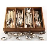 Twelve Georgian & Victorian silver teaspoons; together with a pair of silver sugar nips; and a