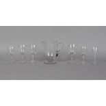 Three Lalique Beaugency drinking glasses, the tallest 6.3ins. (16cms.) high; together with two
