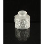 A Lalique 'Enfants' pattern cologne or scent bottle & stopper, etched mark 'Lalique / France', 4ins.