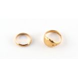 An 18ct gold signet ring; together with an 18ct gold wedding band (approximately 11.1 grams