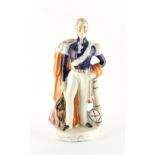 A Victorian Staffordshire figure of the Duke of Wellington, titled to the base. 10.3ins. (26.