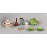 A quantity of assorted ceramics including an Art Deco style Shorter & Sons strawberry set, a 19th