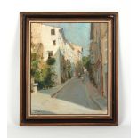 J. Galin (?) - RUE DE LA TRINITE, LOURGES, SOUTH OF FRANCE - oil on canvas, 21.65 by 17.3ins. (55 by