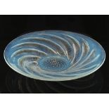 A Lalique 'Poisson' pattern opalescent glass shallow dish, etched pre-1945 mark 'R LALIQUE /