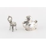 A Berthold Muller novelty silver pepperette modelled as a duckling, Scottish import marks,