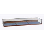A large late 19th century mahogany framed & glazed table top display case, with three doors to rear,