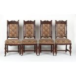 Property of a gentleman - a set of four late 19th century carved walnut side chairs, possibly Irish,