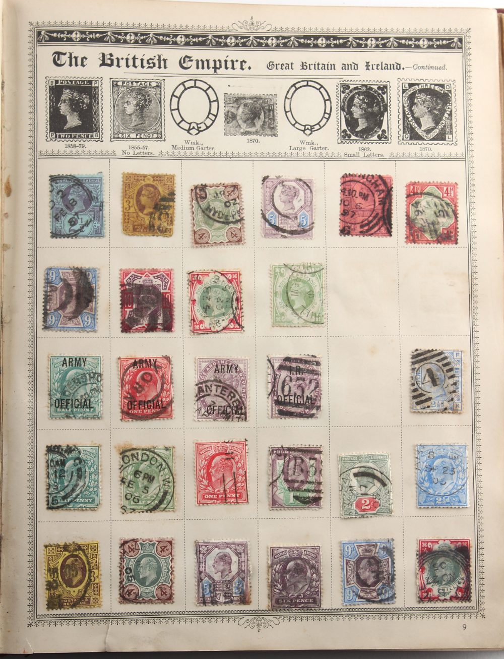 Stamps - World: A collection in an old-time "The Queen Postage Stamp Album" with GB 1887-92