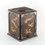 Property of a lady - a Japanese lacquer table cabinet, early 20th century, the sliding front