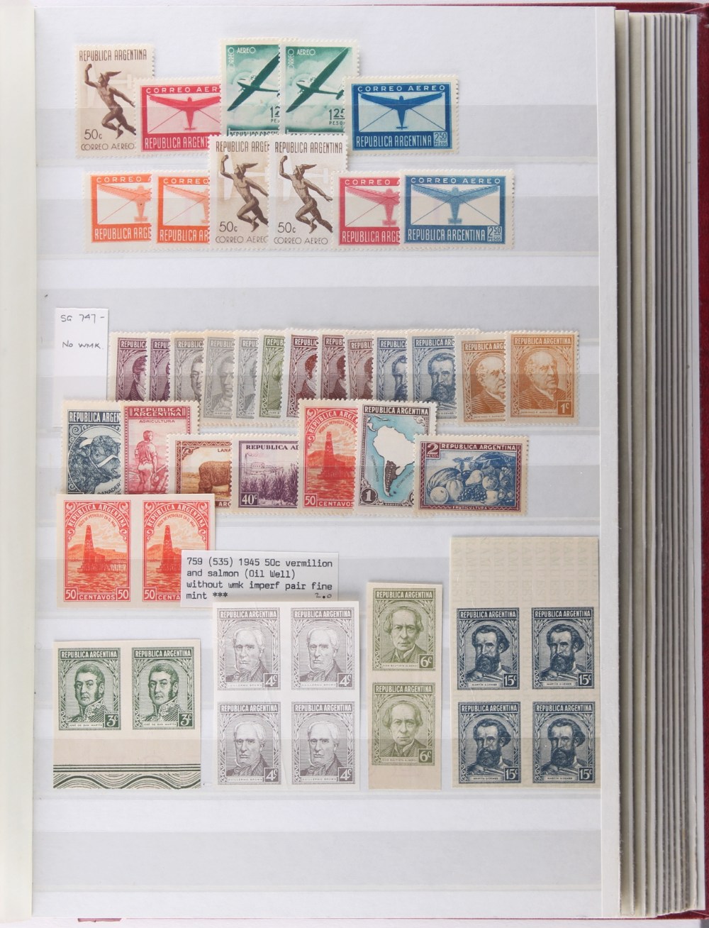 The Basil Lewis (1927-2019) collection of stamps - Argentina: Two stock books of material