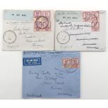 Stamps - Malayan States - Johore 1932-49 airmail covers (7) including three from Bukit Pasir to