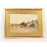 Property of a gentleman - Frederick W. Waugh (exh.1882) - A VILLAGE STREET SCENE - watercolour, 12.6