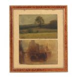 Property of a gentleman - follower of Corot - A LANDSCAPE and A HARBOUR SCENE - two oils on board,