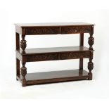 Property of a deceased estate - a good quality 17th century style carved oak three tier buffet,