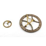 Property of a deceased estate - two 19th century pocket sun dials, the larger 4ins. (10.2cms.)