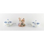 Property of a deceased estate - a small Meissen group of four putti gathered around a fire on a